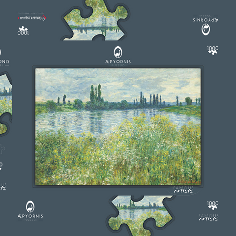 Banks of the Seine, Vétheuil (1880) by Claude Monet 1000 Puzzle Schachtel 3D Modell