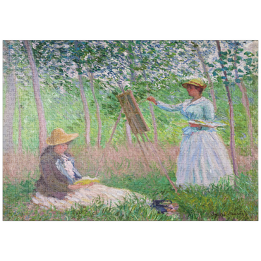 puzzleplate In the Woods at Giverny, Blanche Hoschedé at Her Easel with Suzanne Hoschedé Reading (1887) by Claude Monet 1000 Puzzle