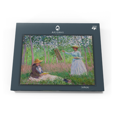 In the Woods at Giverny, Blanche Hoschedé at Her Easel with Suzanne Hoschedé Reading (1887) by Claude Monet 100 Puzzle Schachtel Ansicht3