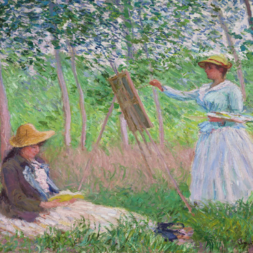 In the Woods at Giverny, Blanche Hoschedé at Her Easel with Suzanne Hoschedé Reading (1887) by Claude Monet 100 Puzzle 3D Modell