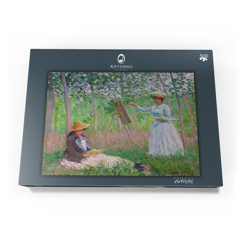 In the Woods at Giverny, Blanche Hoschedé at Her Easel with Suzanne Hoschedé Reading (1887) by Claude Monet 500 Puzzle Schachtel Ansicht3