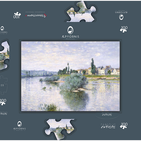 Claude Monet's The Seine at Lavacourt (1880) 100 Puzzle Schachtel 3D Modell