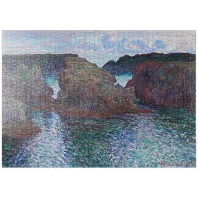 Darstellung des Puzzle-Motivs Rocks at Port-Goulphar, Belle-Île ( 1886) by Claude Monet – Puzzleteile: 1000