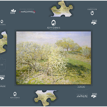 Spring (Fruit Trees in Bloom) (1873) by Claude Monet 100 Puzzle Schachtel 3D Modell