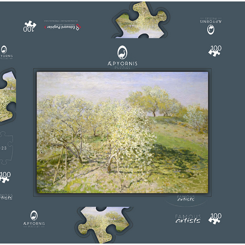 Spring (Fruit Trees in Bloom) (1873) by Claude Monet 100 Puzzle Schachtel 3D Modell