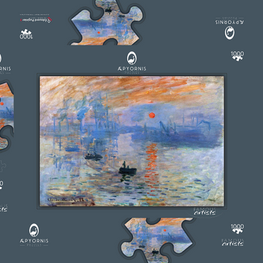 Claude Monet's Impression, Sunrise (1872) 1000 Puzzle Schachtel 3D Modell