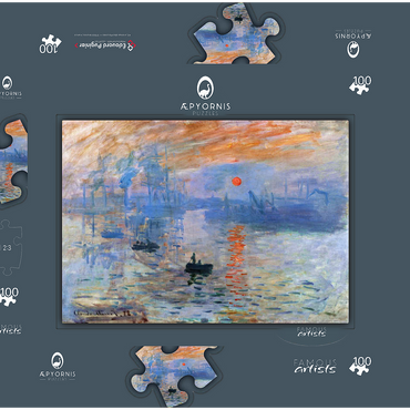 Claude Monet's Impression, Sunrise (1872) 100 Puzzle Schachtel 3D Modell