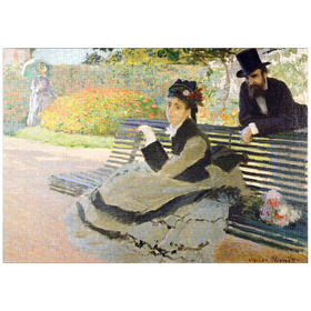 Darstellung des Puzzle Motivs Camille Monet (1847-1879) on a Garden Bench (1873) by Claude Monet - Puzzleteile: 1000