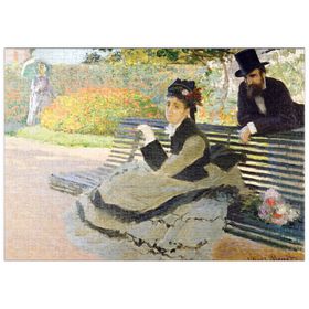 Darstellung des Puzzle-Motivs Camille Monet (1847-1879) on a Garden Bench (1873) by Claude Monet – Puzzleteile: 500