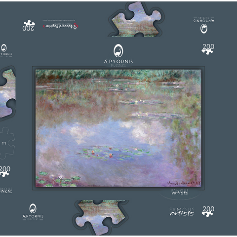 Claude Monet's The Water Lily Pond (Clouds) (1903) 200 Puzzle Schachtel 3D Modell