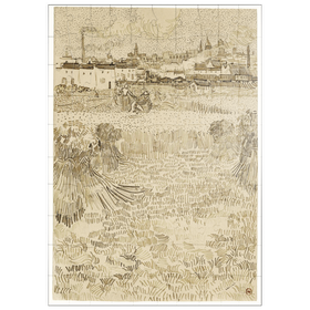 Darstellung des Puzzle Motivs Arles: View from the Wheatfields (1888) by Vincent van Gogh - Puzzleteile: 100