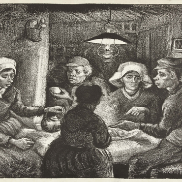 Composition lithograph of The Potato Eaters (De aardappeleters, 1885) by Vincent van Gogh 1000 Puzzle 3D Modell