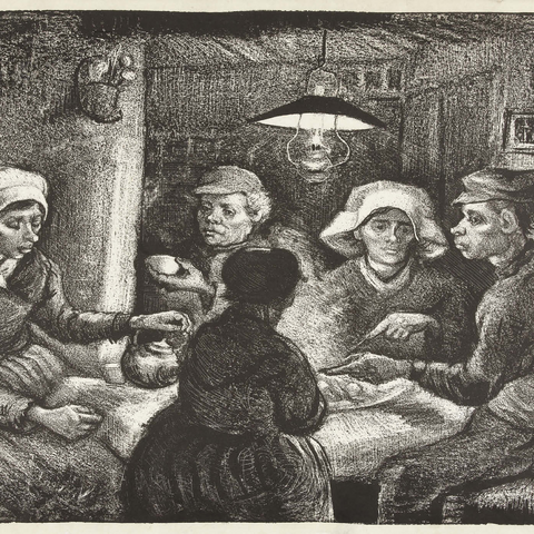 Composition lithograph of The Potato Eaters (De aardappeleters, 1885) by Vincent van Gogh 1000 Puzzle 3D Modell