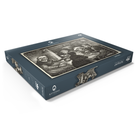 Darstellung des Puzzle Motivs Composition lithograph of The Potato Eaters (De aardappeleters, 1885) by Vincent van Gogh - Puzzleteile: 100