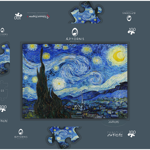The Starry Night (1889) by Vincent van Gogh 100 Puzzle Schachtel 3D Modell