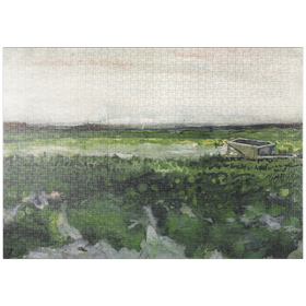 Darstellung des Puzzle-Motivs Landscape with Wheelbarrow (1883) by Vincent van Gogh – Puzzleteile: 1000