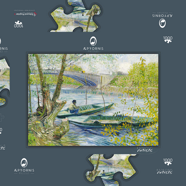 Fishing in Spring, the Pont de Clichy (Asnières) (1887) by Vincent van Gogh 1000 Puzzle Schachtel 3D Modell