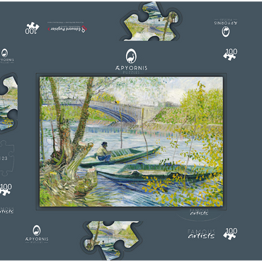 Fishing in Spring, the Pont de Clichy (Asnières) (1887) by Vincent van Gogh 100 Puzzle Schachtel 3D Modell