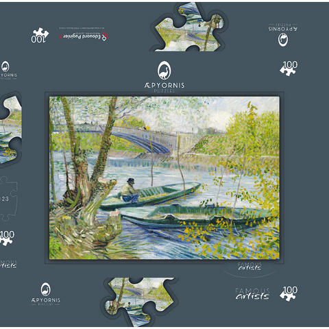 Fishing in Spring, the Pont de Clichy (Asnières) (1887) by Vincent van Gogh 100 Puzzle Schachtel 3D Modell