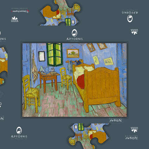 The Bedroom (1889) by Vincent van Gogh 1000 Puzzle Schachtel 3D Modell