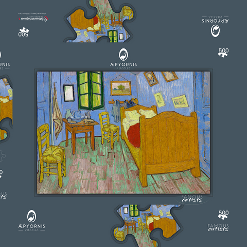 The Bedroom (1889) by Vincent van Gogh 500 Puzzle Schachtel 3D Modell