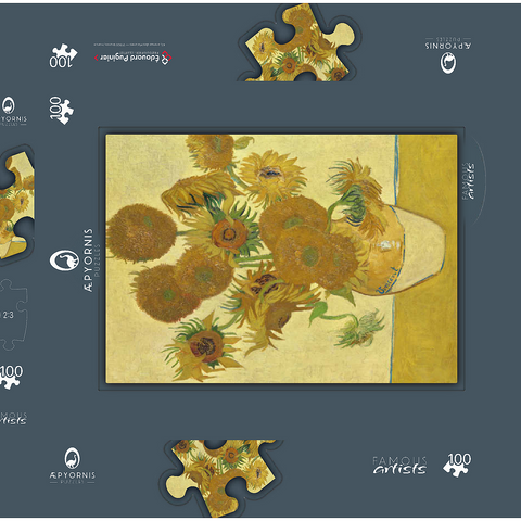 Vincent van Gogh's Sunflowers (1888) 100 Puzzle Schachtel 3D Modell