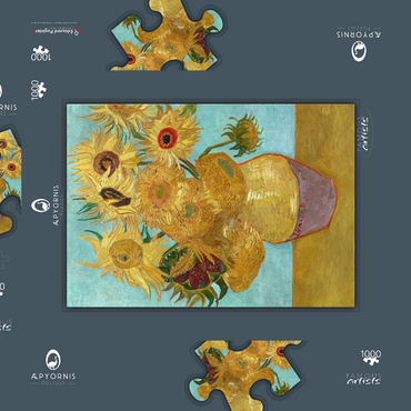 Vincent van Gogh's Vase with Twelve Sunflowers (1888–1889) 1000 Puzzle Schachtel 3D Modell
