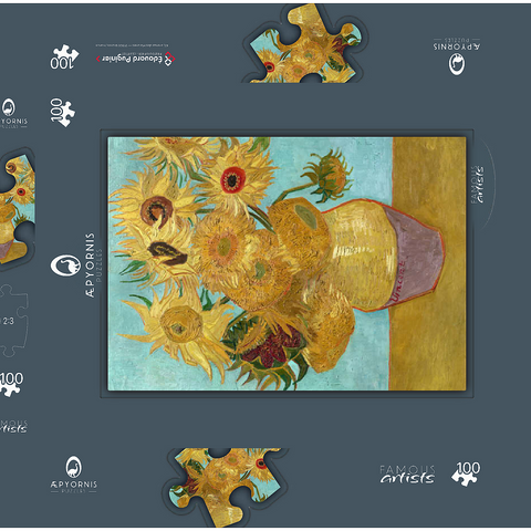 Vincent van Gogh's Vase with Twelve Sunflowers (1888–1889) 100 Puzzle Schachtel 3D Modell