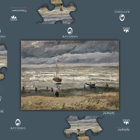Vincent van Gogh's Beach at Scheveningen in Stormy Weather (1882) 1000 Puzzle Schachtel 3D Modell