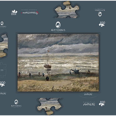 Vincent van Gogh's Beach at Scheveningen in Stormy Weather (1882) 100 Puzzle Schachtel 3D Modell