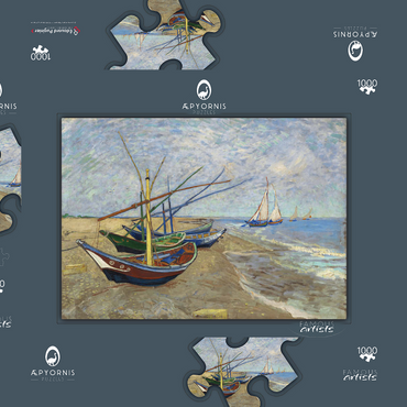 Vincent van Gogh's Fishing Boats on the Beach at Saintes-Maries (1888) 1000 Puzzle Schachtel 3D Modell