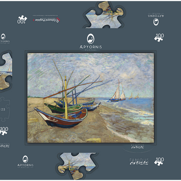 Vincent van Gogh's Fishing Boats on the Beach at Saintes-Maries (1888) 100 Puzzle Schachtel 3D Modell