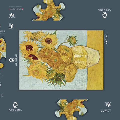 Vincent van Gogh's Vase with Twelve Sunflowers (1888–1889) 1000 Puzzle Schachtel 3D Modell