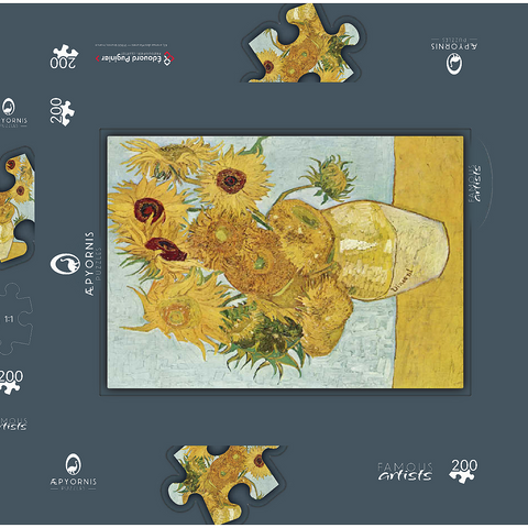Vincent van Gogh's Vase with Twelve Sunflowers (1888–1889) 200 Puzzle Schachtel 3D Modell