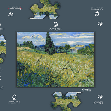 Vincent van Gogh's Green Wheat Field with Cypress (1889) 1000 Puzzle Schachtel 3D Modell