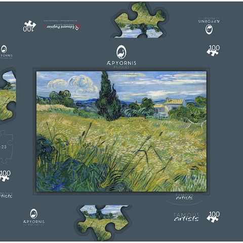 Vincent van Gogh's Green Wheat Field with Cypress (1889) 100 Puzzle Schachtel 3D Modell