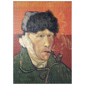 Darstellung des Puzzle-Motivs Vincent van Gogh's Self-Portrait with Bandaged Ear and Pipe (1889) – Puzzleteile: 500
