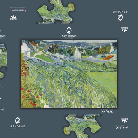 Vincent van Gogh's Vineyards at Auvers (1890) 1000 Puzzle Schachtel 3D Modell