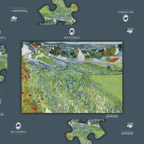 Vincent van Gogh's Vineyards at Auvers (1890) 500 Puzzle Schachtel 3D Modell