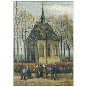 Darstellung des Puzzle Motivs Vincent van Gogh's Congregation Leaving the Reformed Church in Nuenen (1884) - Puzzleteile: 500