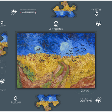 Vincent van Gogh's Wheatfield with Crows (1890) 100 Puzzle Schachtel 3D Modell