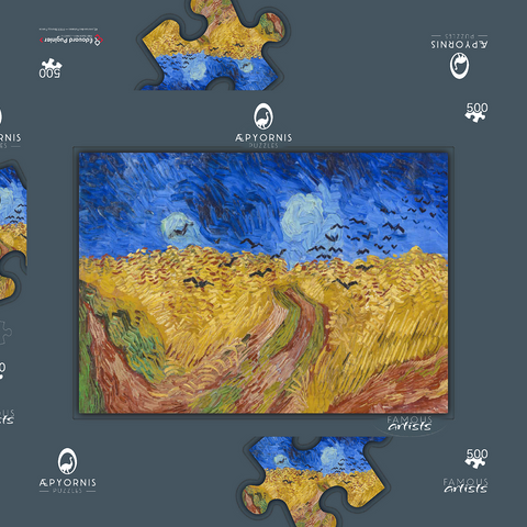 Vincent van Gogh's Wheatfield with Crows (1890) 500 Puzzle Schachtel 3D Modell