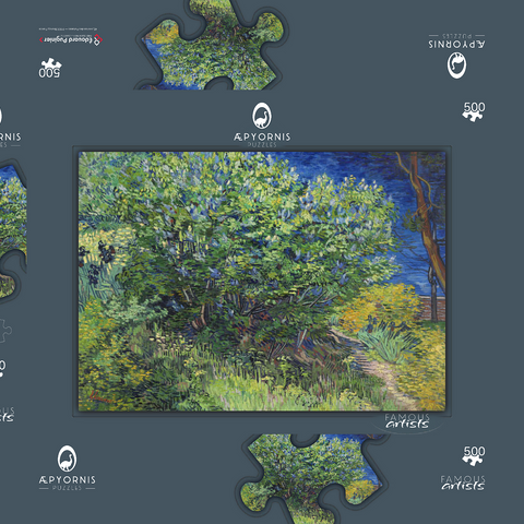 Vincent van Gogh's Lilac Bush (1889) 500 Puzzle Schachtel 3D Modell