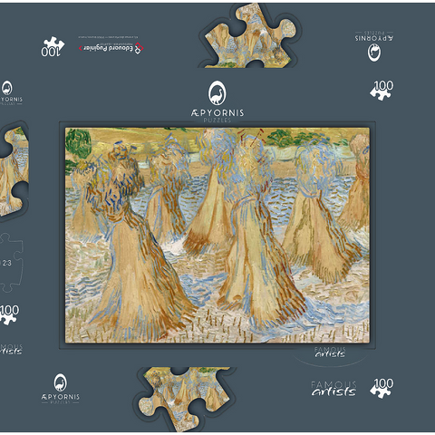 Vincent van Gogh's Sheaves of Wheat (1890) 100 Puzzle Schachtel 3D Modell
