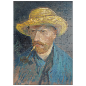 Darstellung des Puzzle Motivs Vincent van Gogh's Self-Portrait with Straw Hat and Pipe (1887) - Puzzleteile: 100