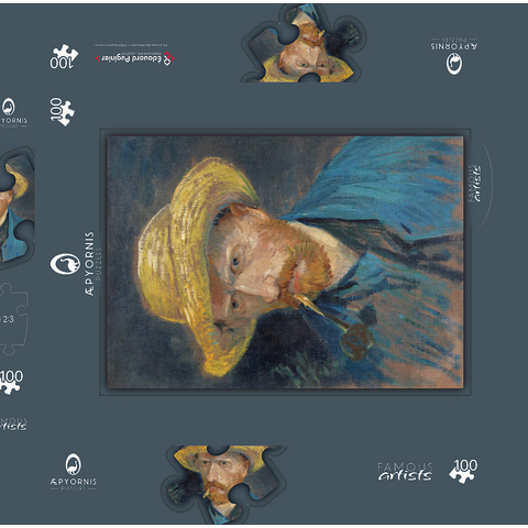 Vincent van Gogh's Self-Portrait with Straw Hat and Pipe (1887) 100 Puzzle Schachtel 3D Modell