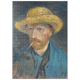 Darstellung des Puzzle-Motivs Vincent van Gogh's Self-Portrait with Straw Hat and Pipe (1887) – Puzzleteile: 500