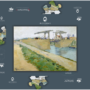 Vincent van Gogh's The Langlois Bridge (1888) 100 Puzzle Schachtel 3D Modell