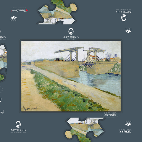 Vincent van Gogh's The Langlois Bridge (1888) 500 Puzzle Schachtel 3D Modell