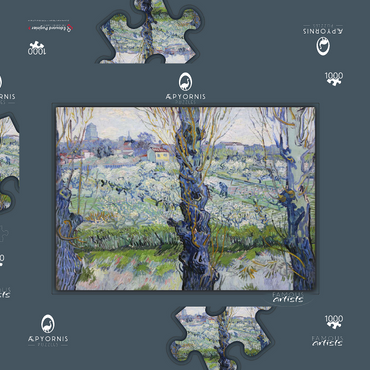 Vincent van Gogh's View of Arles, Flowering Orchards (1889) 1000 Puzzle Schachtel 3D Modell